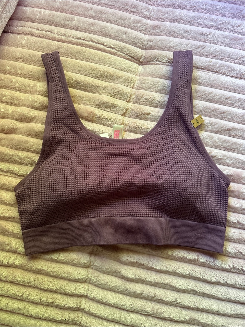 PINK Victoria's Secret Waffle-Knit Scoop Sports Bra — Mauve Plum